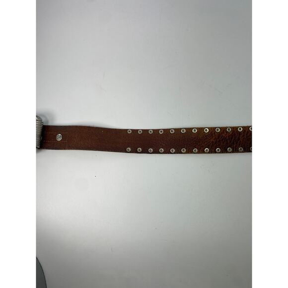 Vintage Closed Studded Leather Belt Brown Moto Western Y2K  32\